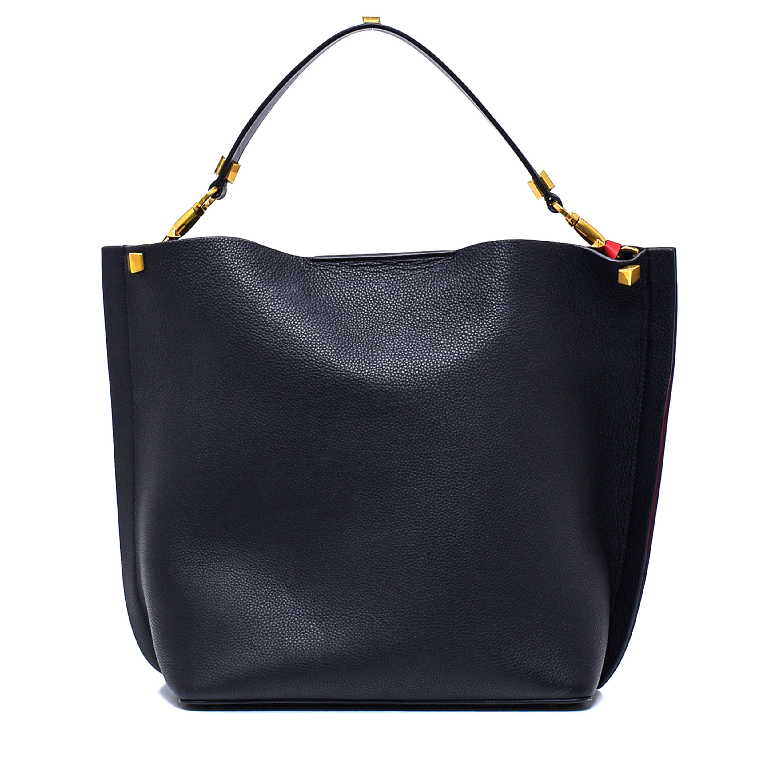 Valentino - Black Leather VRing Top Handle Bag